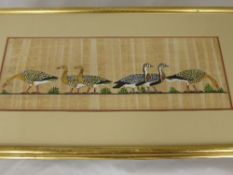 Two Egyptian Papyrus Paintings, including Egyptian Geese and one other of various figures including