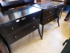 Pair of French art deco style ebonised chests of drawers by Celton, Paris, each having two long