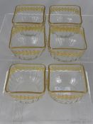 Twelve Antique Continental Custard Glasses, the glass having a segmented body with gilded square