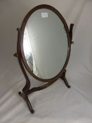 Victorian mahogany oak framed oval toilet mirror, approx. 39 x 21 x 60 cms.