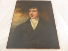 An Original early 19th Century 3/4 Portrait oil on canvas depicting a young gentleman.  The frame