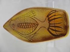 Poole Pottery `Aegean` Serving Dish, with decorative fish design, approx 44 cms together with a