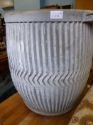 Vintage galvanized ?Dolly ?tub, approx. 55 cms. high, 46 cms d.