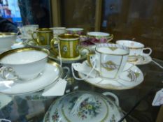 Five Fine Porcelain Bavarian Tea Cups and Saucers, assorted designs.