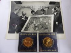 Two 1966 World Cup Championship Commemorative Medals together with a black and white photograph