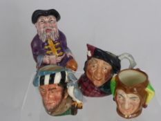 Three Miniature Royal Doulton Character Mugs, including `The Jester`; `The Falconer`; ?Ale Drinker?