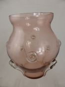 Arts and Crafts Rose Glass Vase approximately 23 cms high.