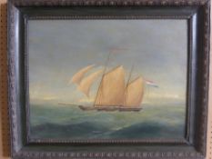 J van de Berg,  Marine Oil on Board, depicting a Clipper in full sail. Signed bottom right, framed,