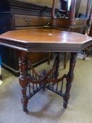 Edwardian mahogany hexagonal table, the turned legs united by cross stretchers with spindle