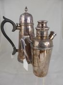 A large Silver Plated Coffee Pot, the pot with ebony handle, approx 32cms, together with an Art