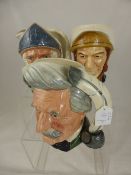 Three Royal Doulton Character Jugs, including `Don Quixote`; `Mark Twain` and a Royal Year Toby Jug