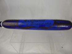 An antique Bristol blue rolling pin inscribed ""A present for a friend"" 1877.