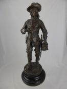 Spelter Figure of Oliver Cromwell together with a Spelter figure of Charles I on ebonised plinth (