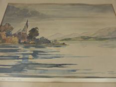 Watercolour depicting an Austrian lake scene, signed Ludwig `97, framed and glazed, approx. 40 x 28