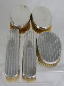Miscellaneous Silver Topped Gentleman`s Vanity Brushes, including two engine turned clothes