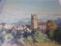 Oil on board depicting a Cotswold scene, framed, approx. 56 x 43 cms.