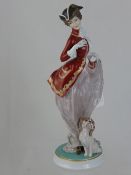 Rosenthal Porcelain Figure, depicting a Lady and a King Charles Spaniel, approx 35 cms.