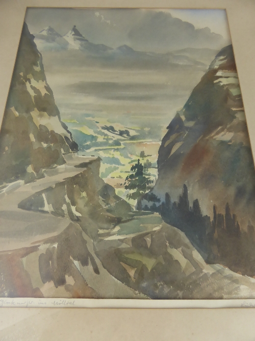 Watercolour depicting an Austrian mountain village scene, signed Ludwig `46, framed and glazed,