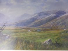 A print "" Misty Morning "" signed Phillip Stanton `90, framed and glazed, approx. 75 x 44 cms.