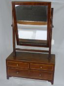 Victorian mahogany toilet mirror having one long and two short drawers on bracket feet and inlaid