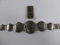 Lady`s Silver Vintage Coin Bracelet, the bracelet crafted from various Peruvian fretwork coins