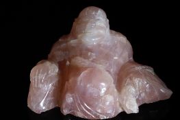 Chinese 20th Century Rose Quartz Buddha, 7 cms (2.3/4""), 12 cms (4.3/4"").