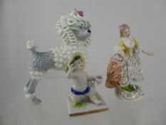 A Vera Bradbury Figure of a Poodle, approx 16 cms together with a Capo di Monte figure of a cherub