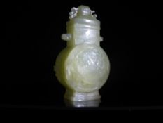 Chinese 20th Century Celadon Jade Square Neck Vase, the deep body of the vase being 7.5 cms (3"")