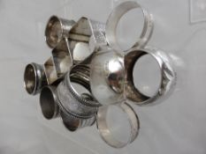 Twelve Solid Silver Napkin Rings, various hallmarks, approx 260 gms