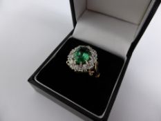 Lady`s 9ct yellow gold white and green stone dress ring, size N, approx. 6.8gms. together with a