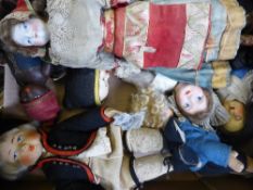 A Collection of Vintage Miniature Dolls, including a German doll with composite head and sleeping