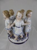 Blue and white porcelain jardinière decorated with figures of playful children, mark to base,