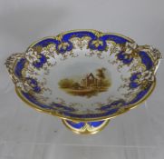 A Victorian English Bone China part hand painted dessert service depicting country scenes including