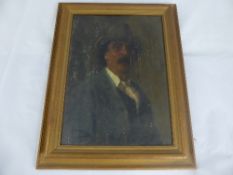 A 19th century oil on board painting depicting a gentleman, signed bottom right Arthur J Mead (