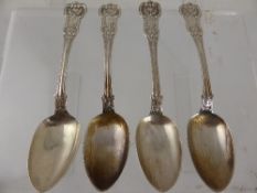 Four solid silver shell pattern Victorian teaspoons 1840 - 1841, maker`s mark J M Jnr.