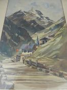 Watercolour depicting an Austrian mountain scene, signed Ludwig `96, framed and glazed, approx. 30