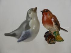 Continental Porcelain Figurine, depicting a Garden Song Bird, together with a Beswick figure of a