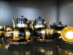 Gibson & Sons Davenport Black Sevres Pattern Part Tea and Coffee Set.