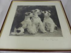 Eberhadt Meyer, a signed etching of ""The Three Rascals Grown Up"" 35 x 31 cms.