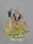 Carl Ens Porcelain Figurine, depicting a Lady and Parrot, factory marks to base, approx 25.5 cms