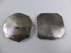 Two Solid Silver Engine Turned Compacts, approx 150 gms