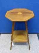 An Edwardian mahogany octagonal occasional table, the table having satin wood shell form to centre