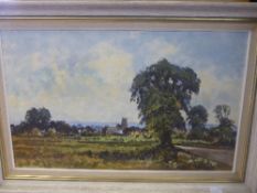 John Neale - oil on board of a Cotswolds scene, possibly Chipping Campden, signed to bottom left,