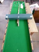 Vintage carpet snooker game with balls, cues and rules, approx. 45 x 91 x 12 cms. when folded.