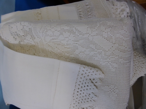 Quantity of Vintage Lace, including two large antique lace squares depicting Lily of the Valley,