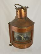 An Antique Brass and Copper Ships Lantern, Alderson & Gyde Birmingham, dated 1944, electrified.