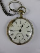 Gentleman`s Vintage Slim Silver Grand Prix Longines Pocket Watch, the watch case and movement