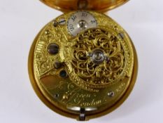 Gentleman`s Georgian 18ct Gold Fusee Pair Case Pocket Watch, London hallmark dated 1770, m.m TL, the