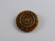 Edwardian 9ct Mourning Brooch, with applied floral decoration, approx 14.5 gms