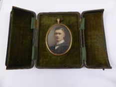 A Portrait Miniature depicting an Edwardian Gentleman, approx 6 x 5 cms.